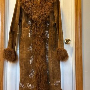Brown Embroidered Women's Coat